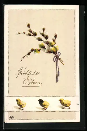 AK Osterküken wünschen frohe Weihnachten