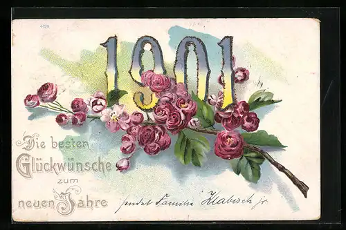 AK Jahreszahl 1901 mit Rosen
