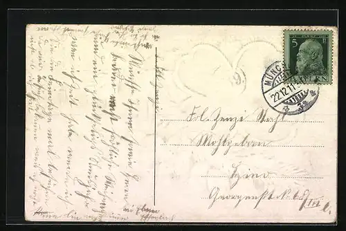 AK Tannenzweig mit Glocken zu Weihnachten