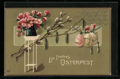 AK Ein frohes Osterfest, Blumen und Ostereier