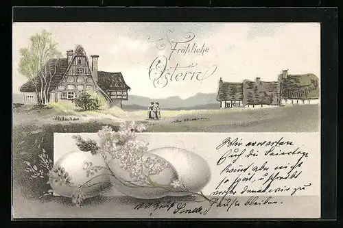 AK Fröhliche Ostern, Dorflandschaft