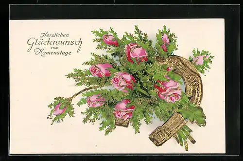 AK Hufeisen mit Rosenblüten