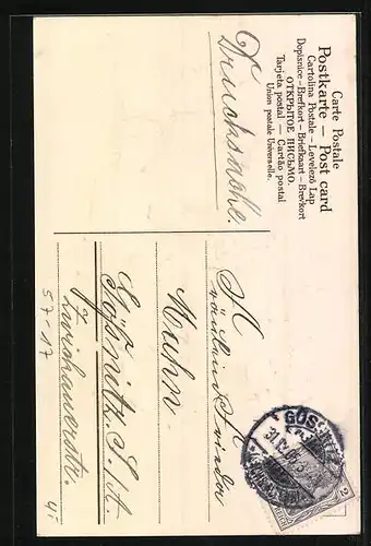 AK Blumenkranz, Kinder mit Kleeblättern, Blumenbild