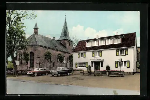 AK Odenspiel, Gasthof und Pension Weyer mit Kirche