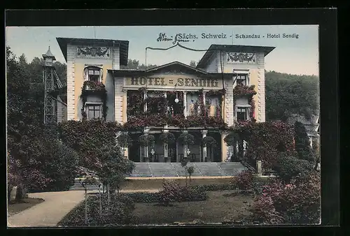 AK Bad Schandau /Sächs. Schweiz, Hotel Sendig