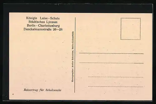 AK Berlin-Charlottenburg, Königin Luise-Schule, Städtisches Lyceum, Danckelmannstrasse 26-28, Innenansicht