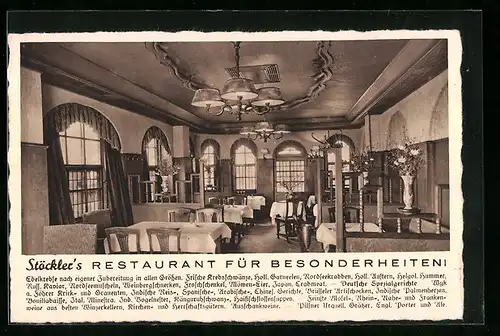 AK Berlin-Charlottenburg, Restaurant und Weinhandlung Stöckler, Kurfürstendamm 228-29, Innenansicht