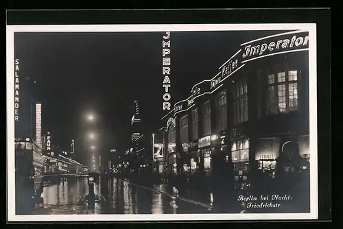 AK Berlin, Friedrichstrasse bei Nacht