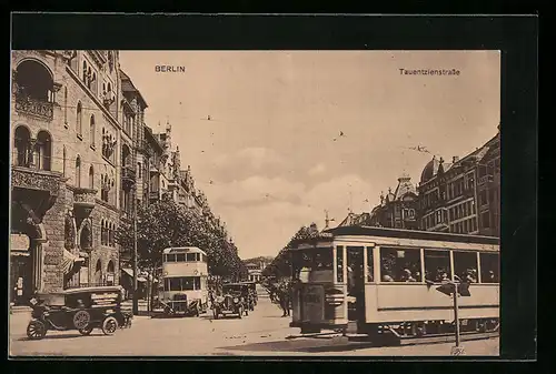 AK Berlin-Charlottenburg, Tauentzienstrasse mit Strassenbahn