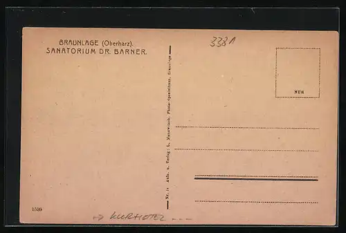 AK Braunlage /Oberharz, Kurhotel Sanatorium Dr. Barner