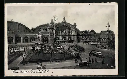 AK Frankfurt a. M., Hauptbahnhof mit Strassenbahn