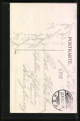 AK Mannheim, Planken mit Strassenbahn