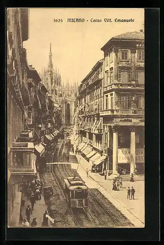 AK Milano, Corso Vitt. Emanuele, Strassenbahn