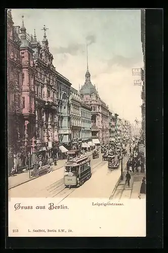 AK Berlin, Leipzigerstrasse mit Strassenbahn