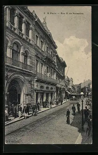 AK S. Paulo, Rua 15 de Novembro, Strassenbahn