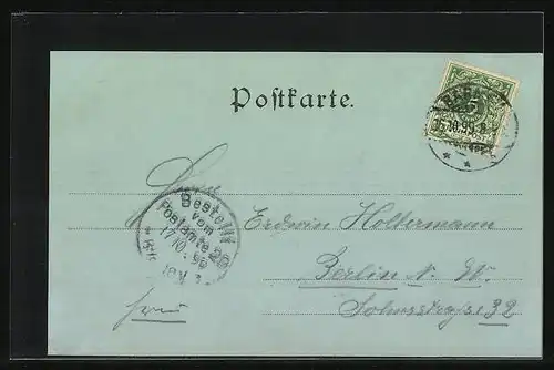 Mondschein-AK Barmen, Werther Bollwerk mit Strassenbahn