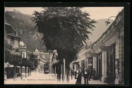 AK Montreaux, Avenue du Kursaal, Strassenbahn