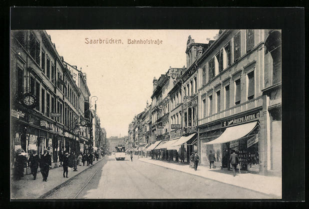 AK Saarbrücken, Bahnhofstrasse mit Strassenbahn Nr. 12089453 - oldthing ...