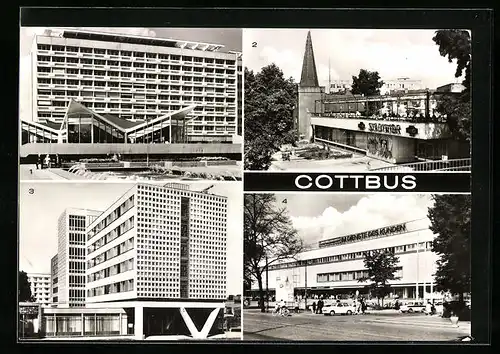 AK Cottbus, Milch-Mocca-Bar Cosmos, HO-Gaststätte Am Stadttor, Hotel Lausitz