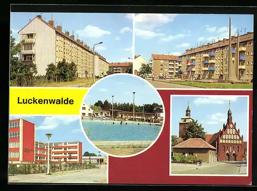 AK Luckenwalde, Strasse der Deutsch-Sowjetischen Freundschaft, Leninplatz, Freibad