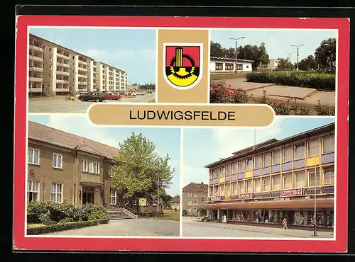 AK Ludwigsfelde /Kr. Zossen, Etkar-Andre-Strasse, Potsdamer Strasse, Kulturhaus-Cafe