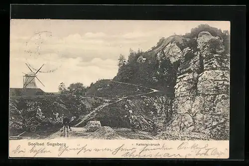 AK Segeberg, Kalk-Steinbruch mit Windmühle
