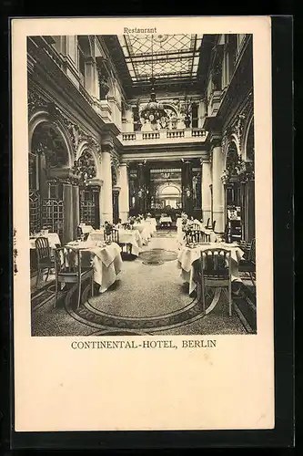 AK Berlin, Continental-Hotel, Neustädtische Kirchstrasse, Restaurant, Innenansicht
