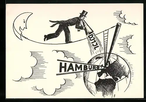AK Hamburg, Weltkugel, Radiofrequenz DJ1JL
