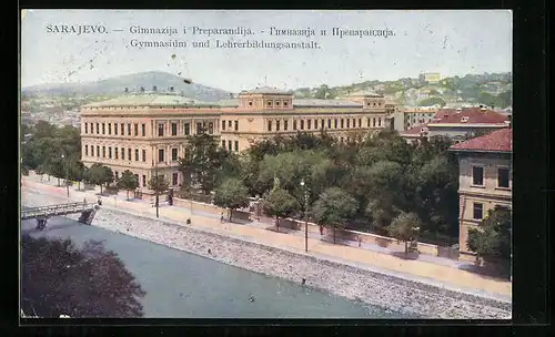 AK Sarajevo, Gymnasium und Lehrerbildungsanstalt aus der Vogelschau