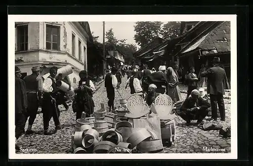 AK Sarajevo, Marktszene auf einer Strasse