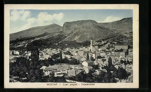 AK Mostar, Totalansicht mit Gebirgsblick