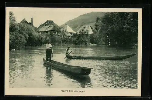AK Jajce, Jezero See mit Ortsblick und Bootspartie