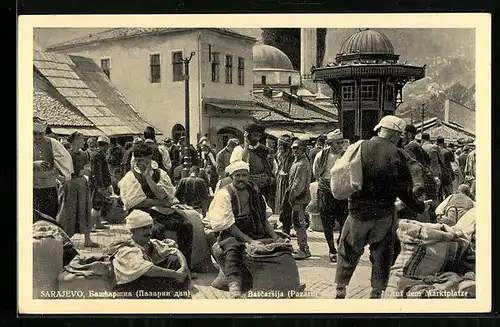 AK Sarajevo, Händler auf dem Marktplatz