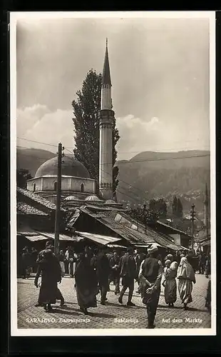 AK Sarajevo, Marktszene mit Passanten