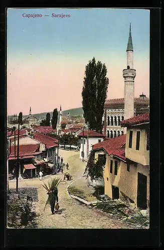AK Sarajevo, Strassenpartie mit Minaretten