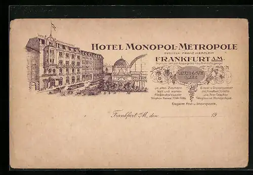 AK Frankfurt a. M., Hotel Monopol-Metropole
