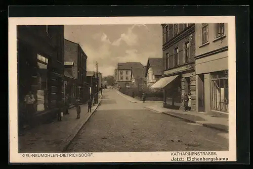AK Kiel-Neumühlen-Dietrichsdorf, Katharinenstrasse / Eichenbergskamp mit Geschäften