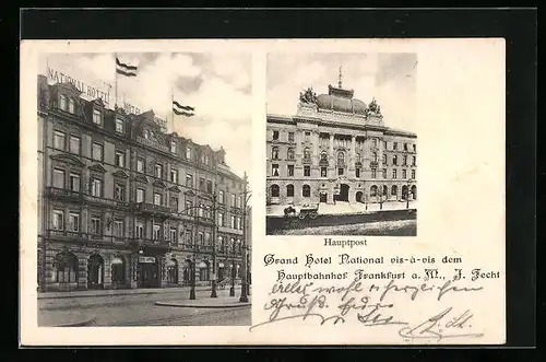 AK Frankfurt a. M., Hauptpost, Hotel National
