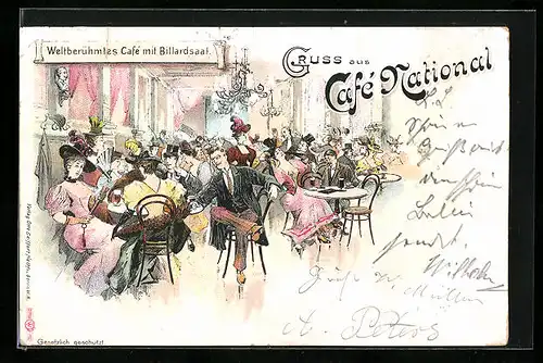 Lithographie Berlin, Café National, Friedrichstrasse 76