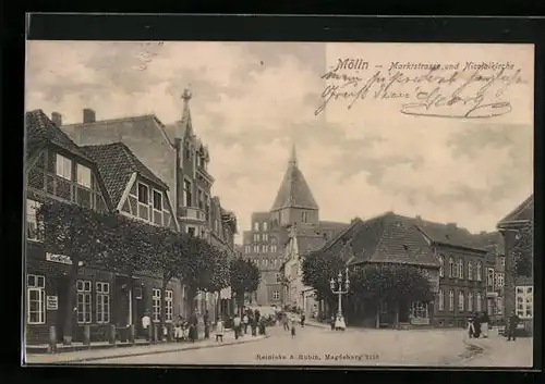 AK Mölln, Marktstrasse und Nicolaikirche