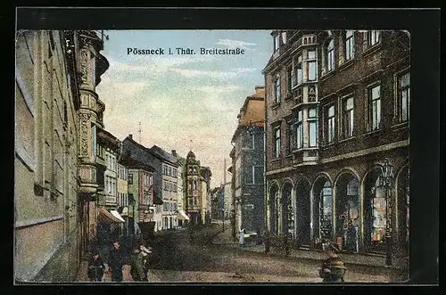 AK Pössneck i. Thür., Blick in die Breitestrasse