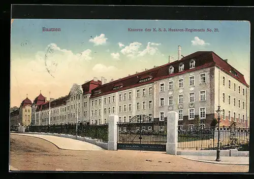 AK Bautzen, Kaserne des K. S. 3. Husaren-Regiments No. 20