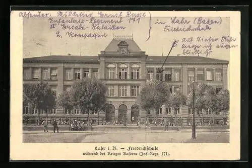 AK Lahr i. B., Friedrichschule, während des Krieges Kaserne, Inf.-Regt. 171
