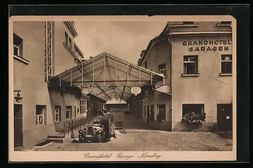 AK Nürnberg, Grandhotel, Garage mit Auto