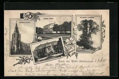 AK Köln-Wahn, Kirche zu Wahn, Bahnhof, Haus Wahn