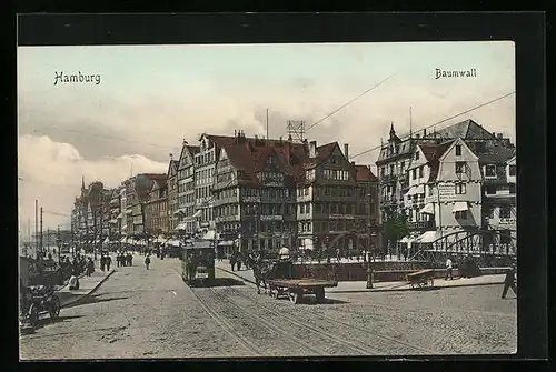 AK Hamburg-Neustadt, Baumwall mit Strassenbahn