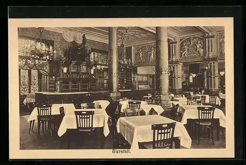 AK Köln, Hotel Belgischer Hof, Innenansicht Bierstall