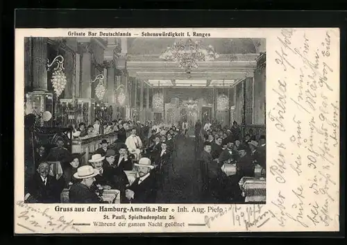 AK Hamburg-St. Pauli, Hamburg-Amerika-Bar, Inh.: Aug. Piefo, Spielbudenplatz 26
