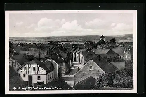 AK Weisel, Strassenpartie aus der Vogelschau