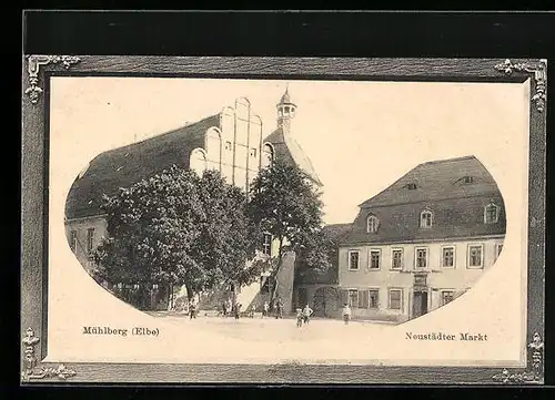 AK Mühlberg /Elbe, Partie am Neustädter Markt